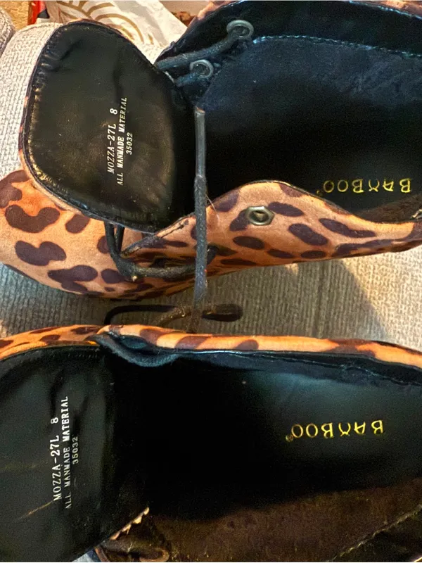 BAMBOO Leopard Print Ankle Boots in Brown and Black - Image 2