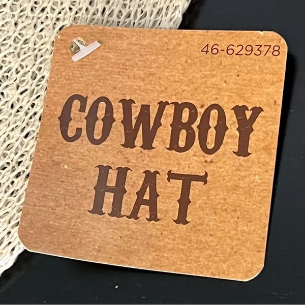 NWT cowboy hat, polyester, mock straw hat, adult - Image 5