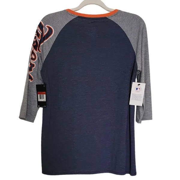 NWT Nike Detroit Tigers Shirt Womens Large Blue Grey Graphic Raglan Athletic - Image 2