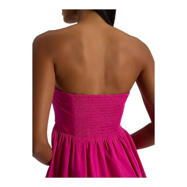Express Fit & Flare Mini Dress Women‎ M Pink Strapless Bubble Hem Pockets Party - Image 2