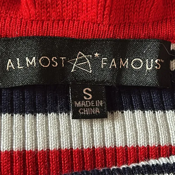 Almost Famous Y2K Striped Off the Shoulder Ribbed Knit Sweater Crop Top - Image 6