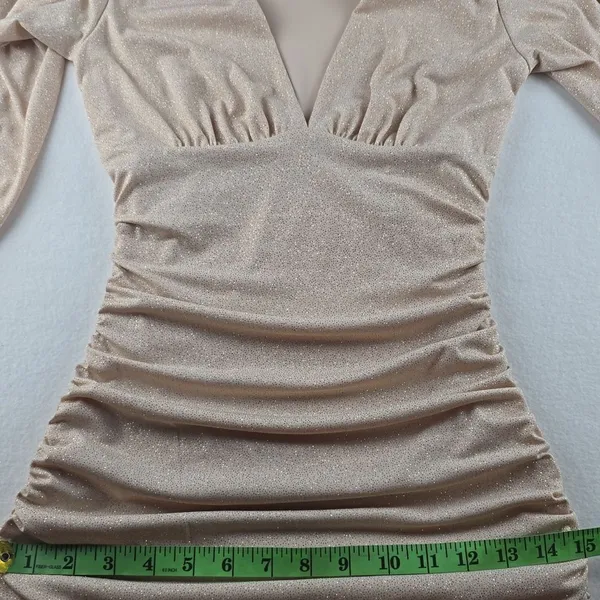 Windsor NWT Glitz and Glamour Mini Dress in Gold Champagne Shimmer Women's Small - Image 10