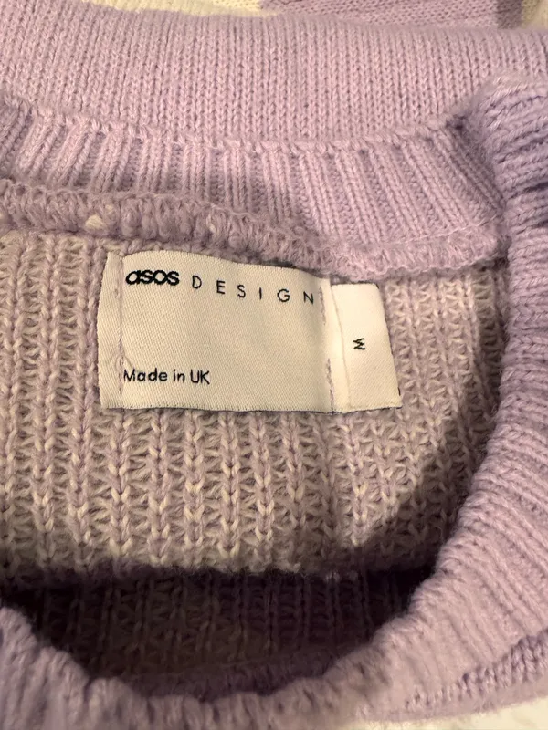 ASOS Purple Lilac Cloud Ribbed Sweater Oversized Relax Fit M Chunky - Image 4