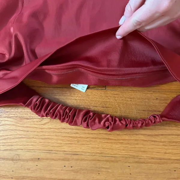 Anthropologie Strapless Satin Midi Dress XL Red Bodycon Side Slit NWT - Image 5