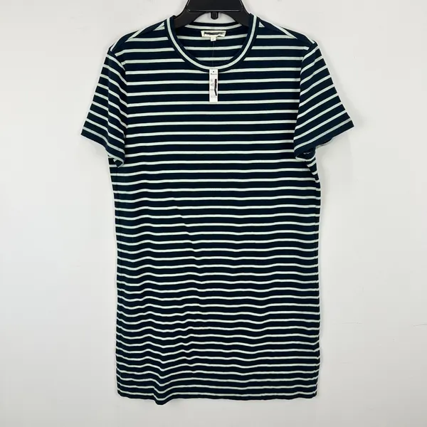 Madewell Mini Tee Dress Dark Navy Crewneck Striped Cotton Relaxed Large NWT - Image 7