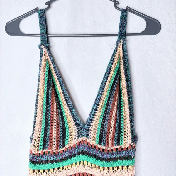 Zara Crochet Knit Striped Maxi Dress - Image 6