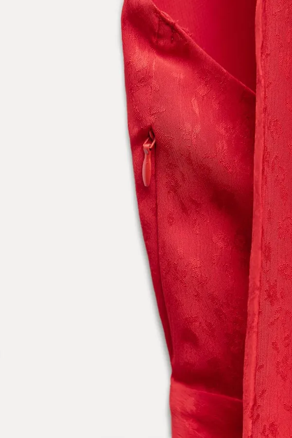 Zara midi dress Elegant Red Halter prom wedding cocktail party satin - Image 3