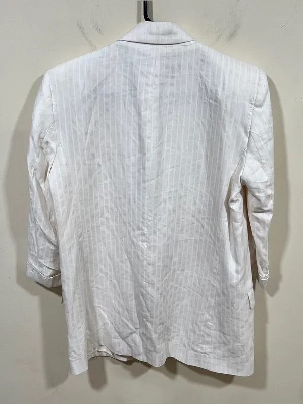 Zara pinstriped linen-blend blazer folded three-quarter sleeves front flap S - Image 9