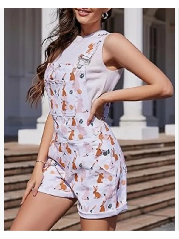 NEW Bunny Cute Festival Bib Overalls Adjustable Coveralls XL - Image 6