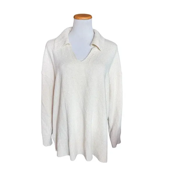 Womens Ava & Viv Ivory V Neck Collar Knit Sweater - Sz 2X - Image 2