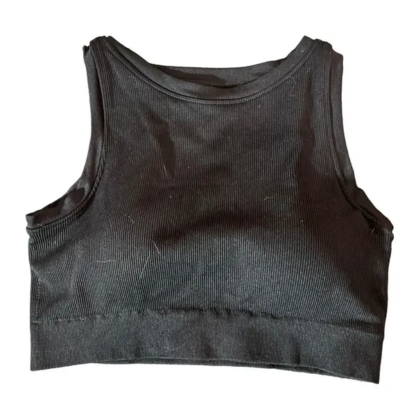Pro-Fit Women's XL Black Ribbed Cropped Athletic High Neck‎ Tank Top - Image 2