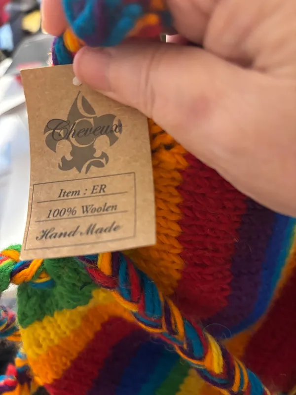 Handmade Rainbow Knit Sherpa Hat - Image 5