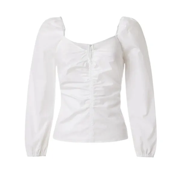 Veronica Beard White Peasant Top SIZE 12 Milkmaid Cottage Cotton Designer $348 - Image 4