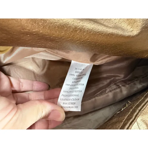 Metrostyle Women Metallic Bronze Genuine Leather Trench Coat Long Belted Small - Image 6