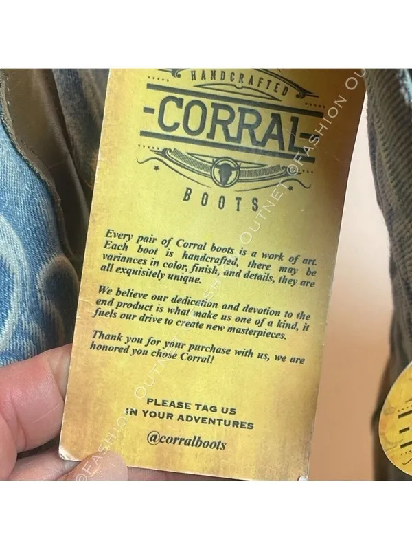 Corral Women's Saddle Cowhide Square Toe Western Boots Denim Embroidery Sz 10 - Image 14