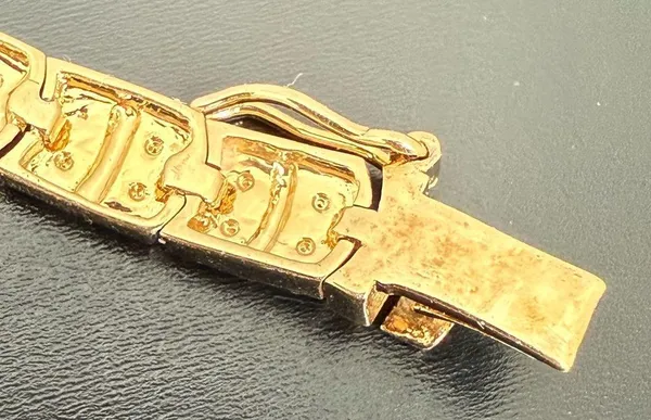 Vintage Signed M Gold-tone Diamond Illusion NO Stone 8 1/2” Tennis Bracelet 13g. - Image 14