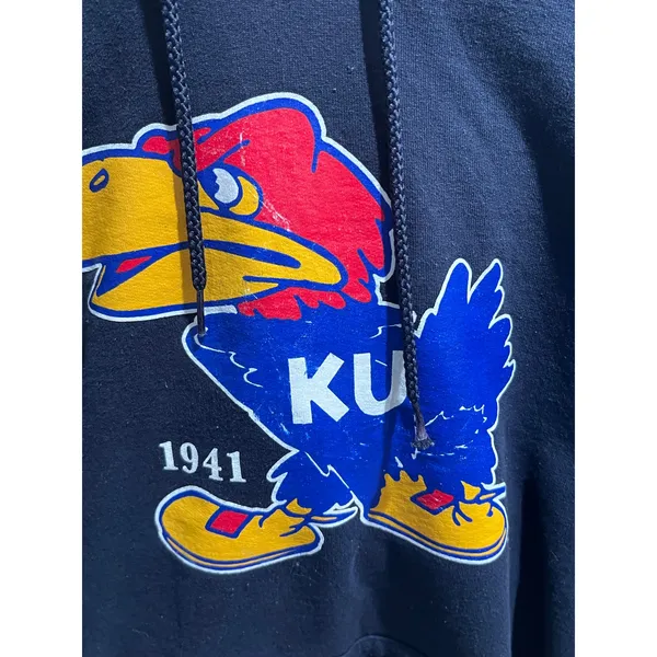 Champion KU Jayhawks Hoodie Women’s M Blue 1941 Logo Kansas Pullover Sweatshir - Image 6