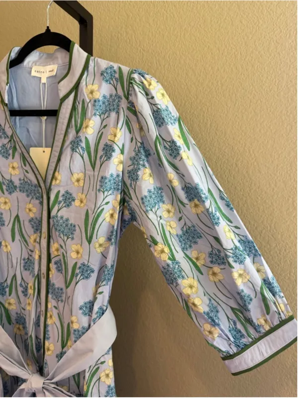 Entro Floral Print Mini Dress in Baby Blue Size S - Image 5