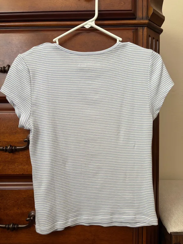 Aeropostale blue & white striped seashell top - Image 2