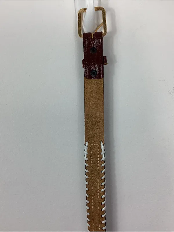 Native Southwestern Hand Seed Leather Belt - Image 7
