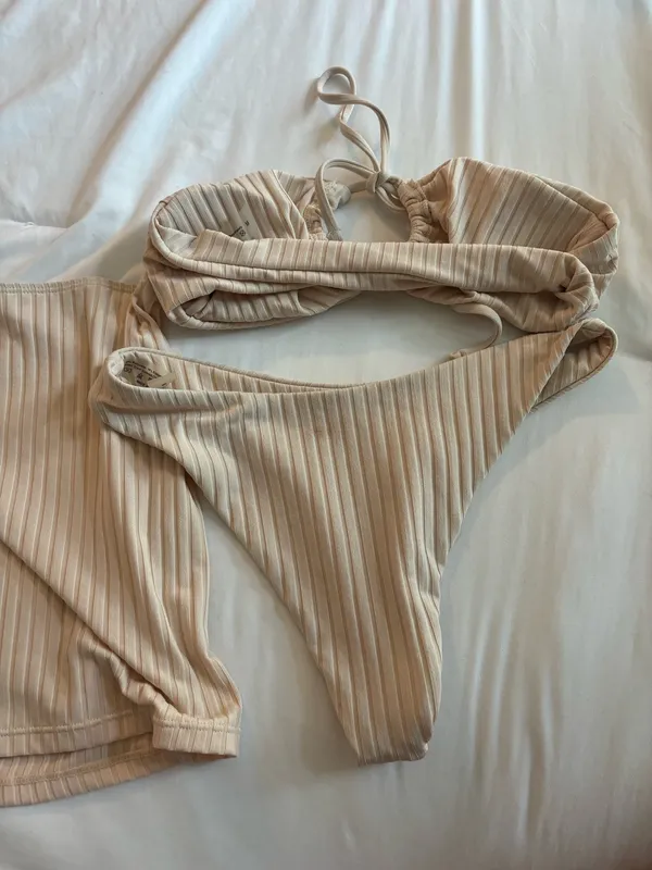 Bikini Set with Sarong Tan Size M - Image 3