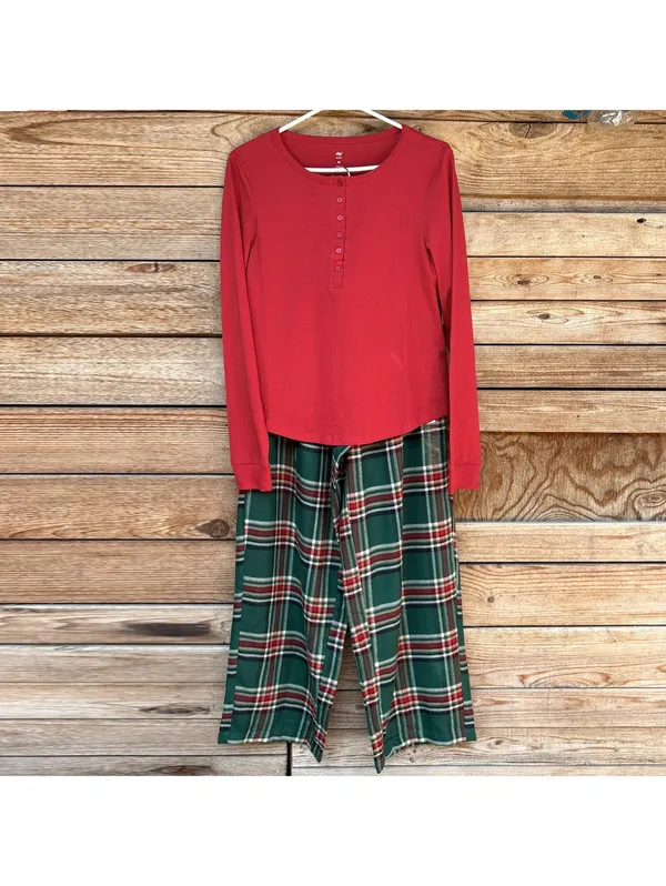 dip Sleep Red Long Sleeve Pajama Set, Size M Size M - Image 2