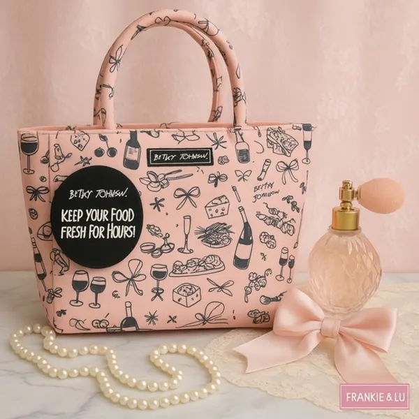 Betsey Johnson Pink Food Print Insulated Lunch Tote Bag Carryall NWT - Image 3