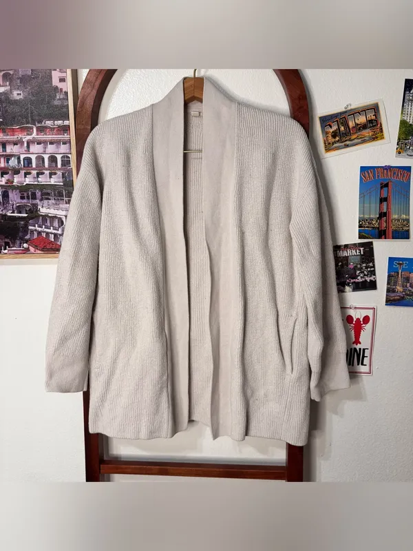Lululemon Merino Wool-Blend Ribbed Long Wrap Sweater White Opal - Image 4