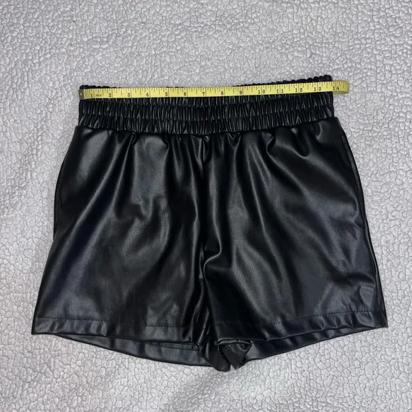 Faux Leather Shorts Black Size M - Image 8