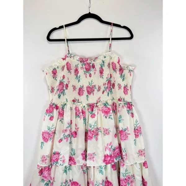 LoveShackFancy Womens Dress Elise Midi Smocked Floral Layered Cottagecore XL - Image 7