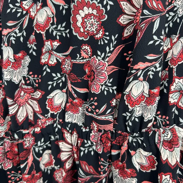 Talbots black Midi Floral leaf print Dress Bracelet Sleeve autumn Size P (XS) - Image 4