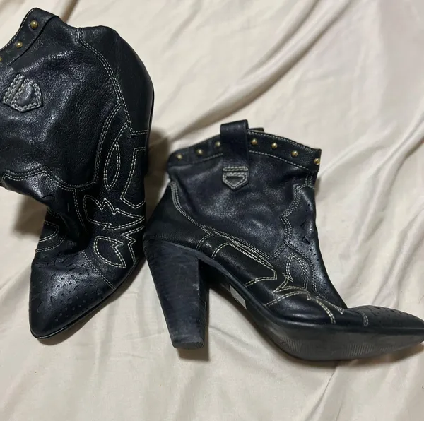 Leather western ankle boots Black Size 11 - Image 5