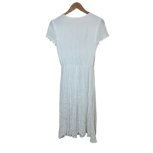 WAYF White Fit and Flare V-Neck Short Sleeve Midi Dress Small Norstrom - Image 3