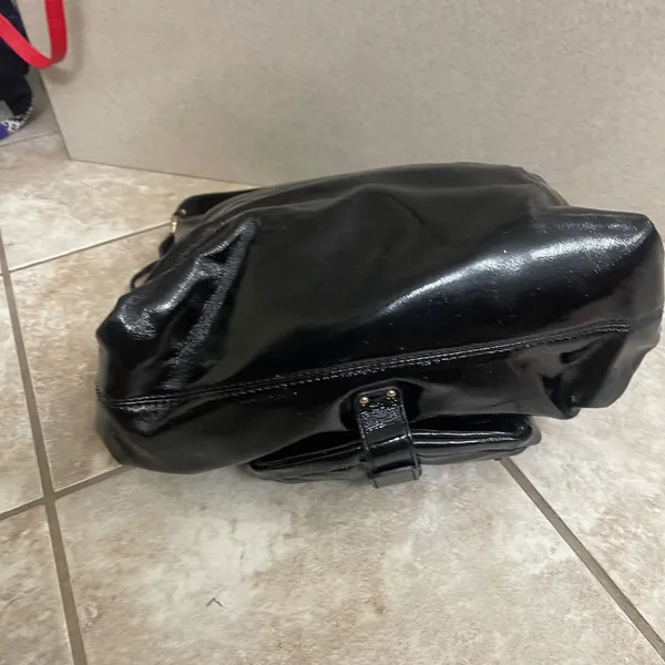 Michael Kors Black Patent Leather‎ Satchel Shoulder Bag Designer Purse EUC - Image 5