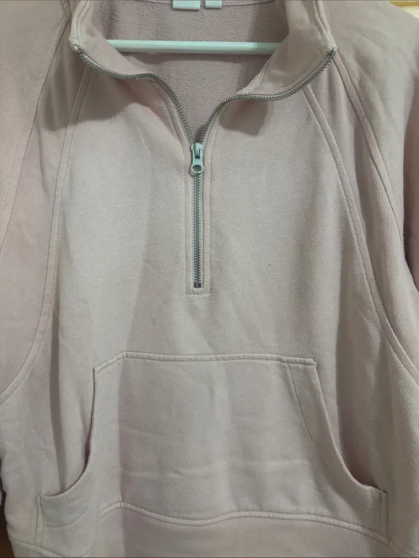 GAP Size Medium Ballet Pink 1/4 Zip Pullover Sweatshirt - Image 3