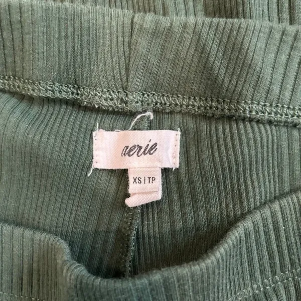 Aerie Flare Ribbed Green Leggings Sports Yoga Workout Exercise Size XS - Image 5