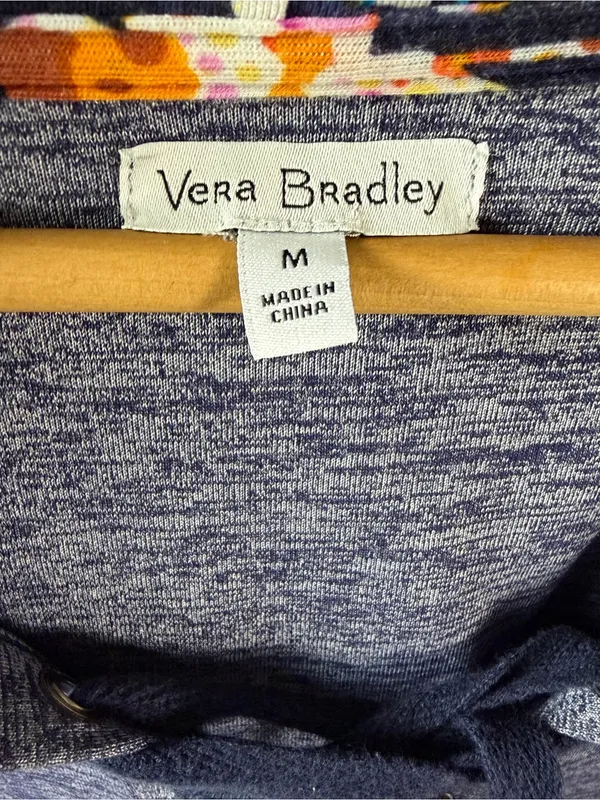 Vera Bradley Blue Spacedye Lace-Up Hooded Pullover Top - Image 4