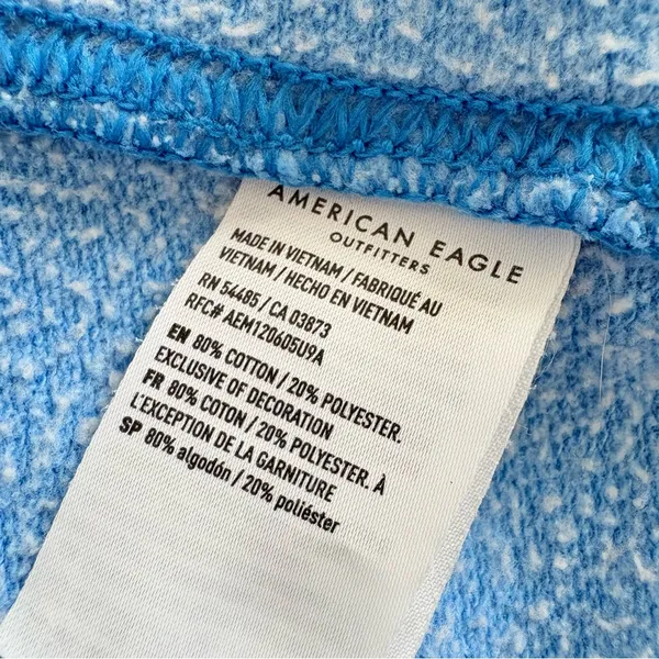American‎ Eagle Cropped Sweatshirt Blue Graphic Logo Crewneck Pullover Size M - Image 7