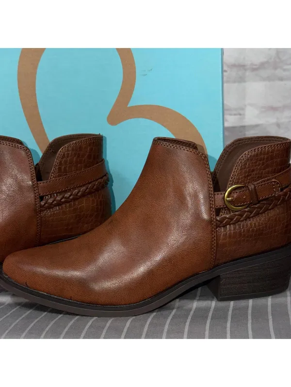 Baretraps Brown Ankle Boots with Braided Strap Detail Size 7M New in Box - Image 5