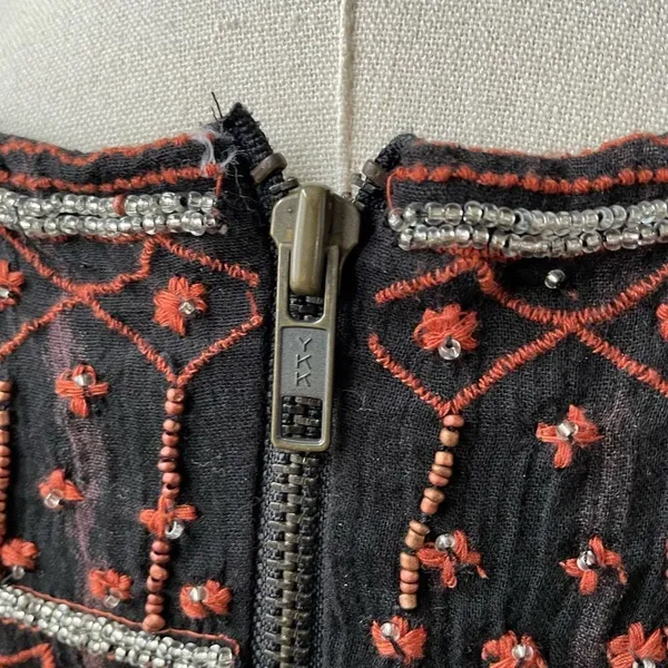 Free People Aztec Embroidered Beaded Swing Dress Open Back $168 2 - Image 11