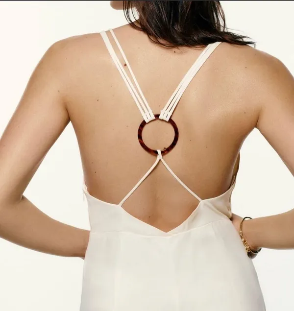 Cream Satin Jumpsuit • Size S - Image 2