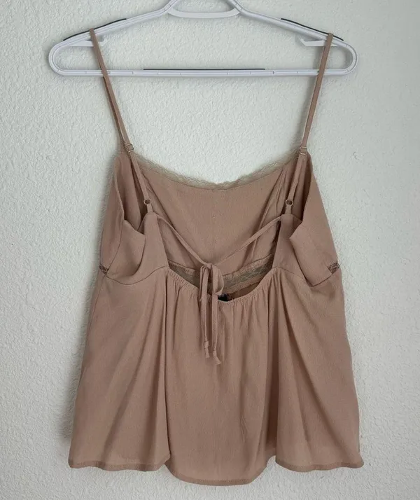 Wild Fable light ballet pink babydoll tank top cami lace button down size M - Image 4