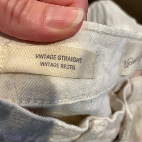 Universal Threads Vintage Straight White Pink & Blue Jeans Womens 2 Polka Dot - Image 5