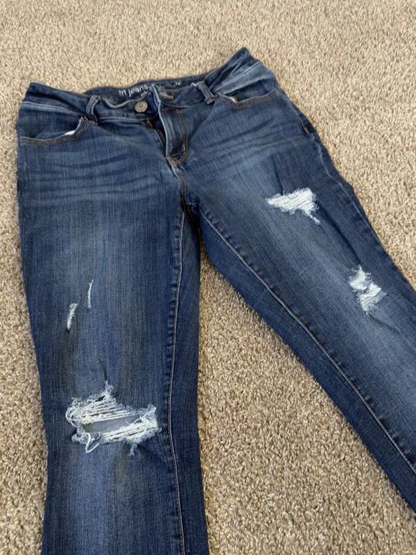 Maurices Dark Blue Distressed Skinny Jeans - Image 5