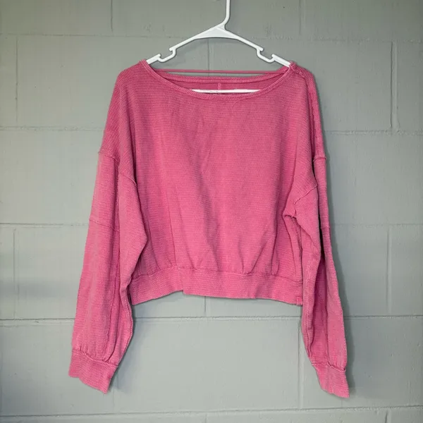 Free People We The Free Ife Thermal Pullover Cotton Top in Pinky Promise Women’s Size Medium - Image 4