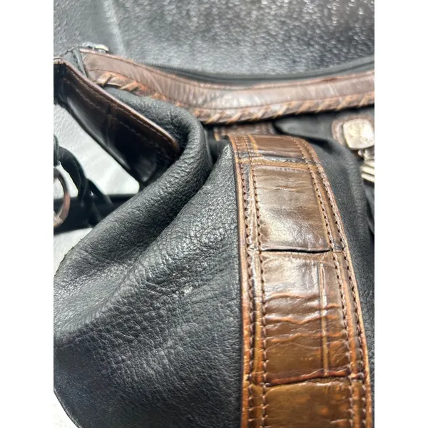 Brighton‎ Black Leather Hobo Shoulder Bag and Matching Wallet Set Croc - Image 12