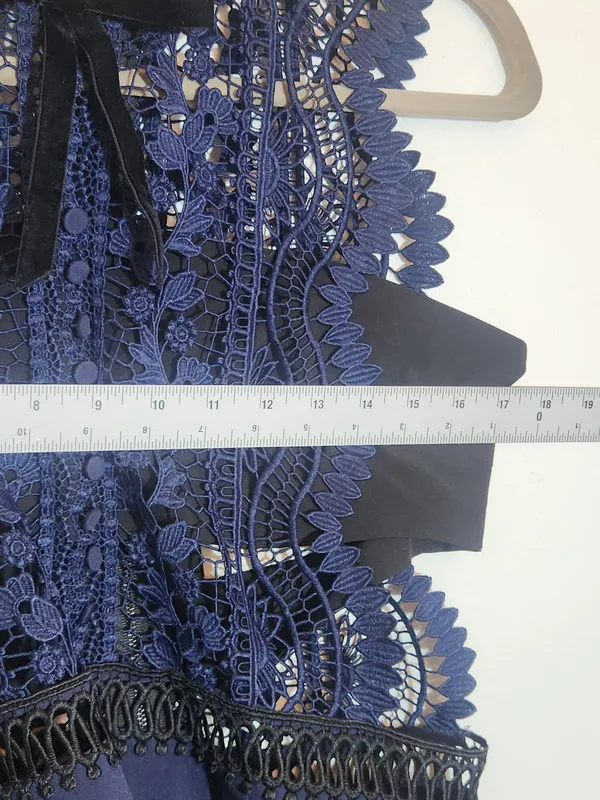 Self-Portrait Navy and Black Lace Cutout Cocktail Mini Dress Size 8 - Image 6
