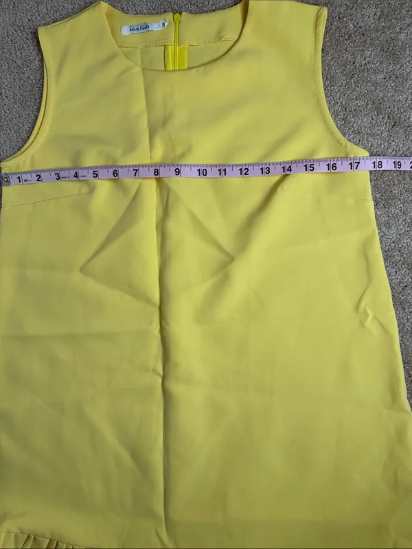 Van Gils Lemon Yellow Retro Sleeveless Babydoll Above Knee Dress. Size M - Image 4