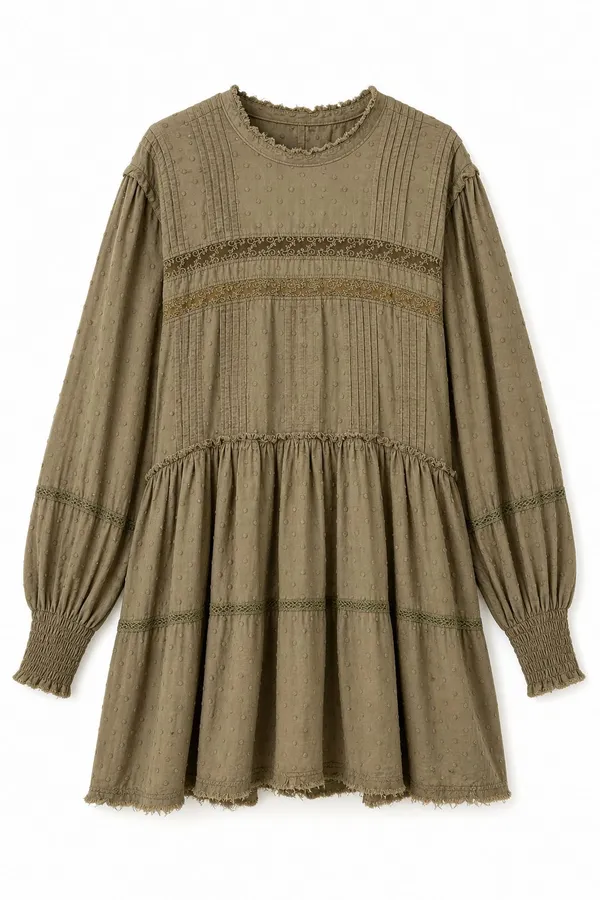 Anthropologie Pilcro Olive Green Mock Neck Swing Mini Dress Women’s L - Image 2