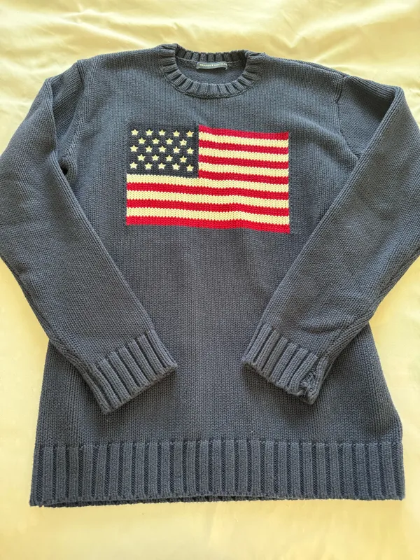 Brandy Melville Navy Blue Knit American Flag Sweater - Image 3
